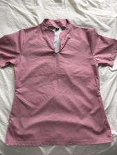 Pink Women's Solid Medical Scrub Top with Keyhole Neckline Nursing Uniform