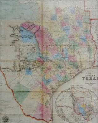 1849 Map of Texas | Canvas or Framed Print | Various Styles