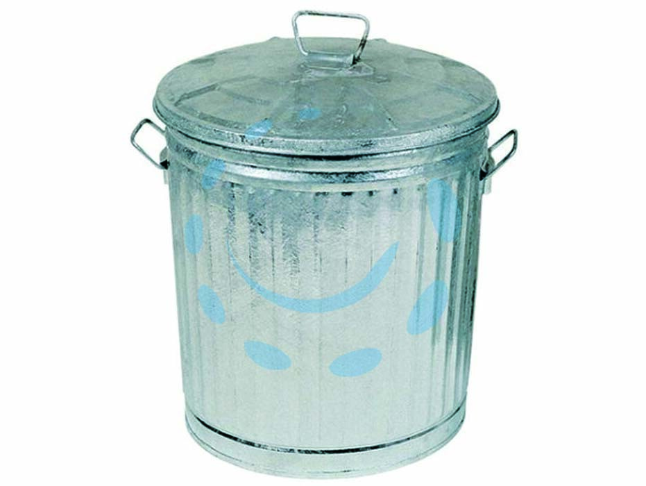 BIDONE IN LAMIERA ZINCATA CON COPERCHIO