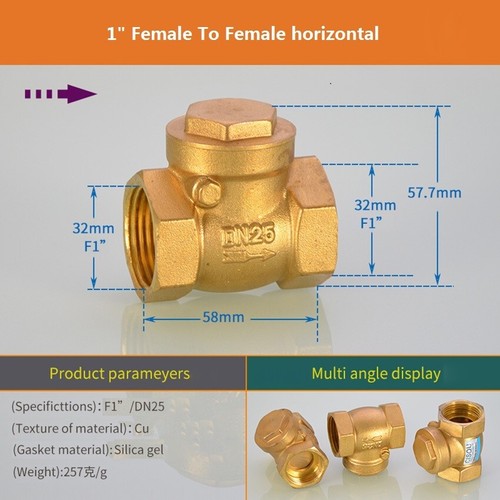 Brass One Way Check Valves Bsp 1/2" 3/4" 1" Male/Female Thread Non Return Valve - Picture 18 of 19