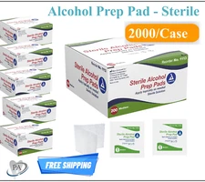 Box of 2000 DYNAREX STERILE MEDIUM ALCOHOL PREP PADS SWABS WIPES Ships Fast USA