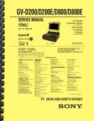 SONY GV-D200 D200E D800 D800E SERVICE MANUAL