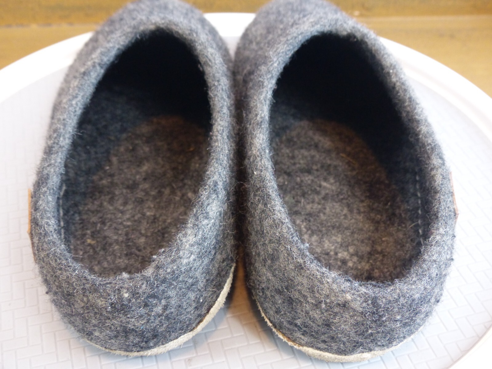 SAOLA NOUVEAU Scarpa slip on in lana blu grigio suola in pelle uomo XL (11 12)