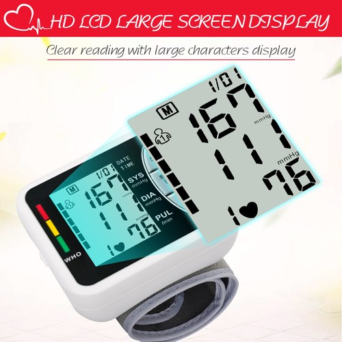 Automatic Digital Wrist Blood Pressure Monitor BP Cuff Machine Home Test Device - Picture 4 of 12