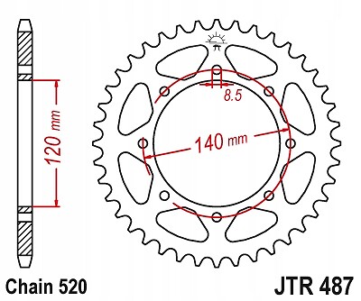 Pignon arrière JT 491 de 46 dents pour moto Kawasaki KLE 500 des années 1997 à 2005