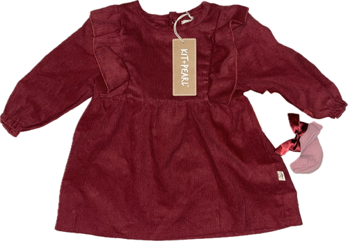 Nwt KIT+PEARL 3 PCS Corduroy Dress Bloomer Knee High Socks Infant Girls Sz 6 9 M - Bild 2 von 6
