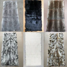 Luxury Genuine Rabbit Fur Throw Real Fur Pelts Blanket Soft Warm Leather 20x41in