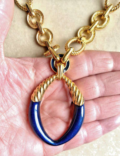 1970s SIGNED JOMAZ Gold Plated ROYAL BLUE ENAMEL P