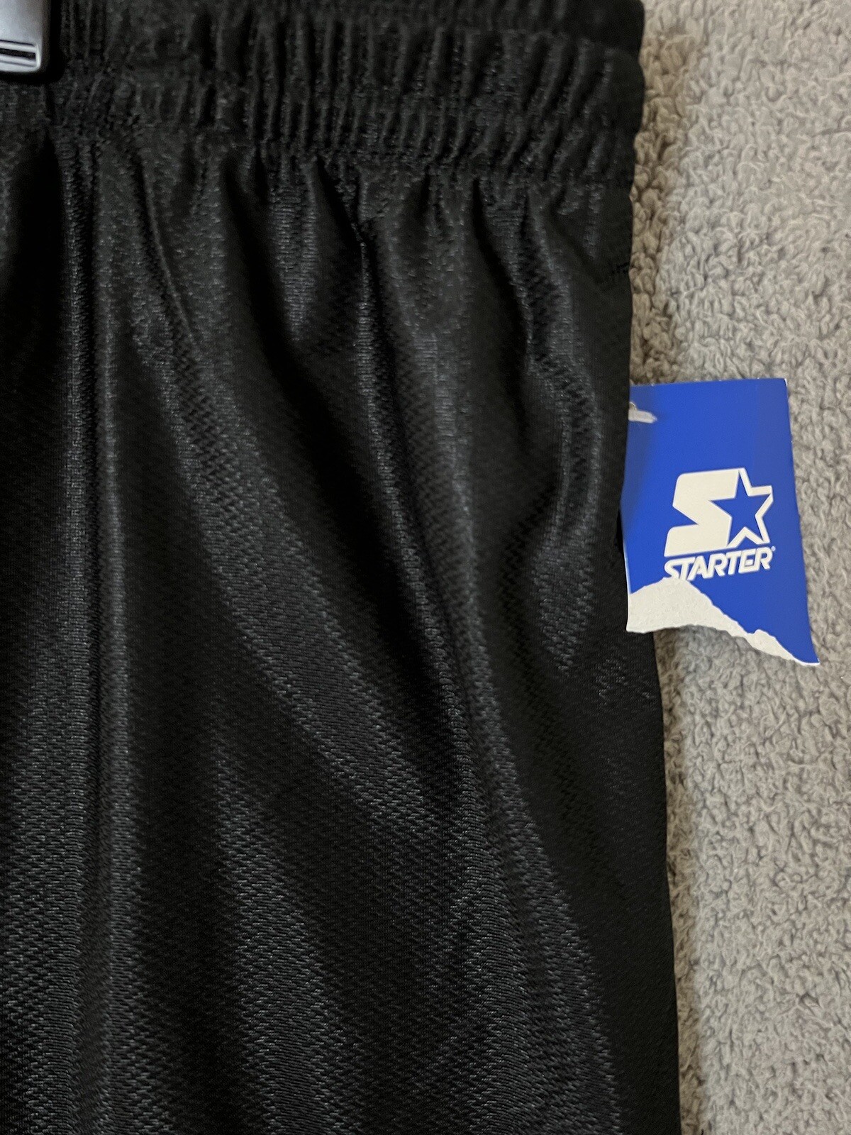 Vintage Starter Shorts Mens 2XL Black Shiny Dazzle Basketball