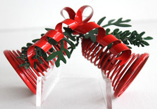 Dept 56 Bright Red Bells & Holly Christmas Ornament, 4 inch wide