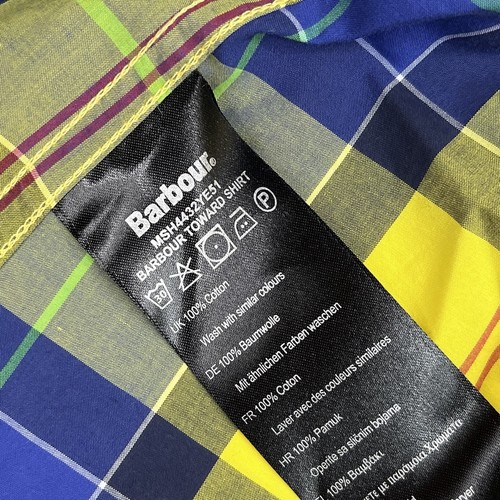Barbour Tailored Fit Blue Yellow Plaid Button Down Toward Shirt US Medium - Picture 5 of 9
