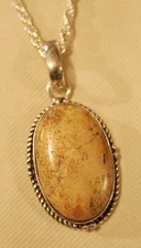Lovely Cluster Bead Rimmed Butter Yellow Beige Speckled Stone Pendant Necklace