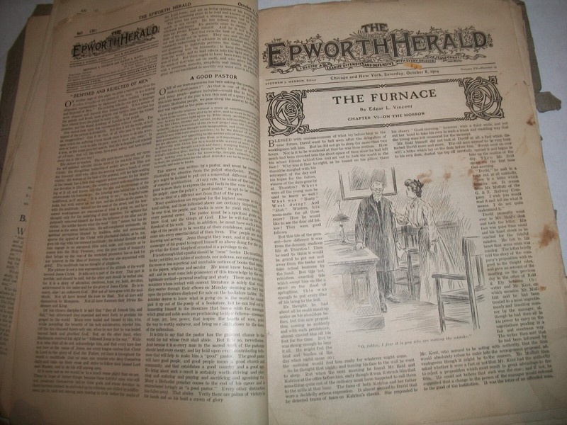 1904 EPWORTH HERALD--Hand Bound Pages of "The Furnace" Serial--Free Shipping