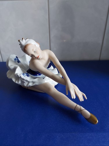 Wallendorf Porzellanfigur-Tänzerin-Sterbender Schwan-Cobalt-XXL24 cm-Schwanensee - Bild 3 von 24