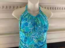 Bleu by Rod Beattie Women’s One-Piece Swimsuit Blue Floral Tropical Sz 12 NWT