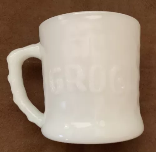 Vintage B.C. Comic GROG Milk Glass Mug Coffee Cup Johnny Hart Fire King Comics