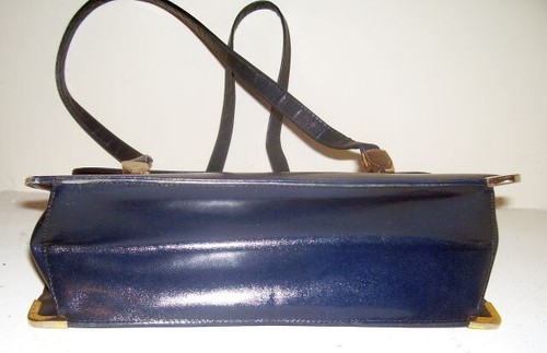 Vintage 50s Koret Blue/Black Handbag...Leather Inside & Out w/ Coin Purse. - Picture 5 of 10
