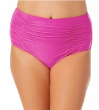 California Waves Plus Size Shirred Swim Bottoms Pink Size 0(12/14)  4739