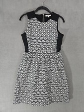 Madewell Small Black White Pont Printed Sleeveless Fot Flare Dress Midi 