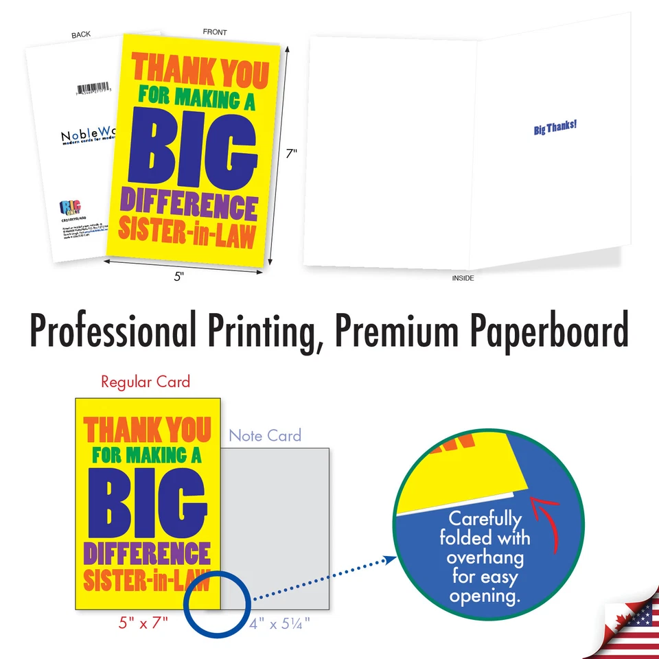 Tarjeta de agradecimiento (cuñada) 5"x7" con sobre gran diferencia cuñada Foto 2 de 4
