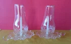 Vintage PAIR of Glass Hurricane Candle Fairy Lamp "Federal Glass Co." 1954-1979