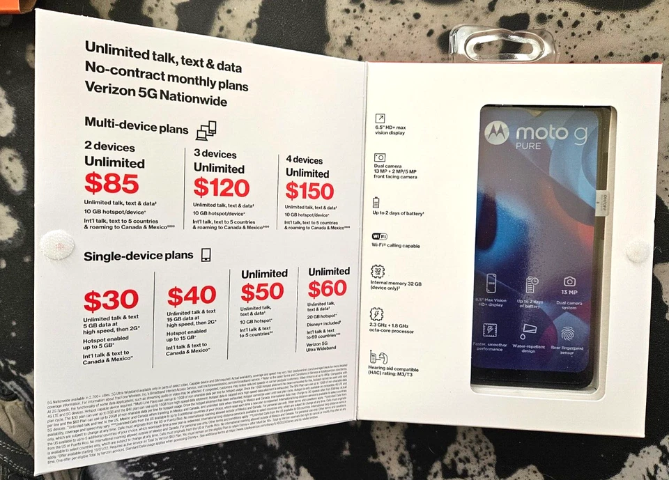 Total by Verizon Moto g PURE 32GB Blue Prepaid Smartphone (Locked) - Image 2 of 3