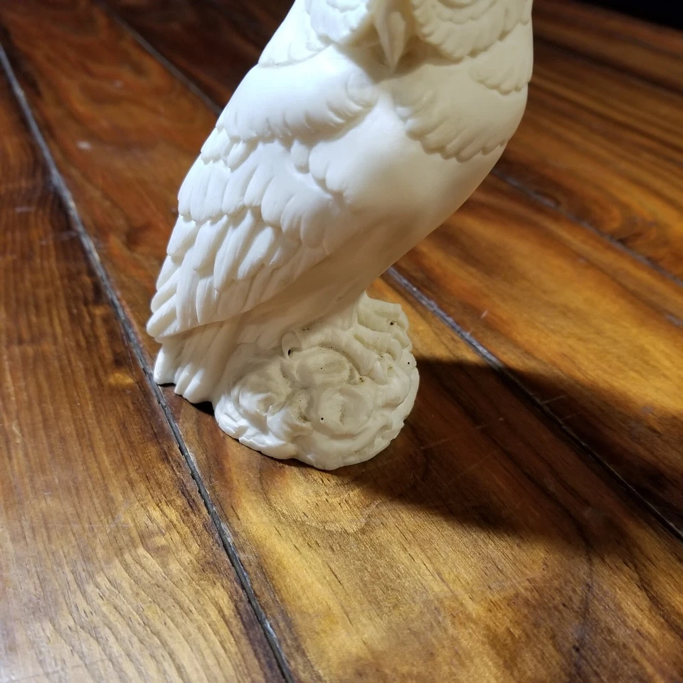 Винтажная фигурка голубоглазая сова ручная роспись 5 дюймов птица дикая природа белая BSH - Изображение 4 из 4