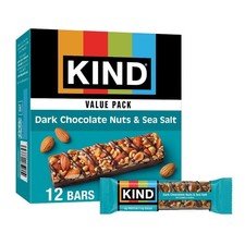Gluten Free Dark Chocolate Snack Bars with Nuts and Sea Salt Value Pack of 12