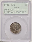 1938-D/S Buffalo nickel PCGS MS65 OGH Rattler