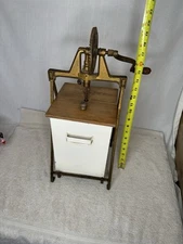 Antique Metal Butter Churn white  and Wood Works Vintage Great Display Piece