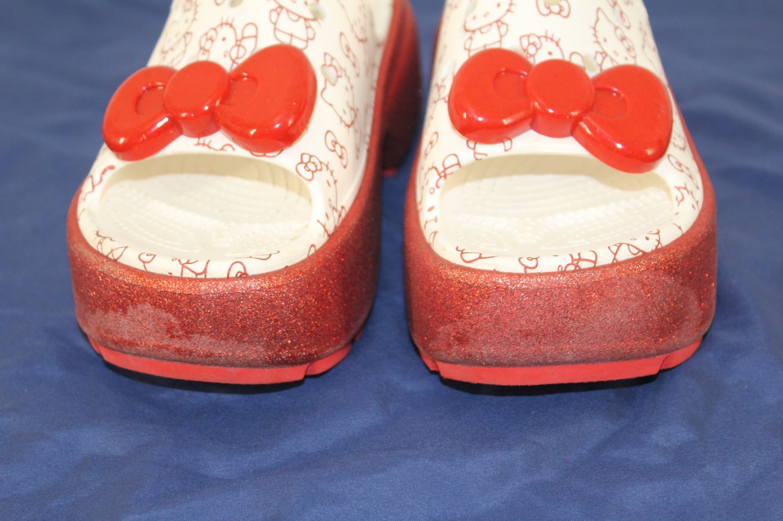 Crocs Hello Kitty Red Glitter Platform Clogs Wome… - image 8