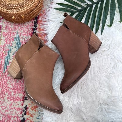 Blondo Norma Waterproof Ankle Boot Bootie 9.5 Brown Leather Block Heeled