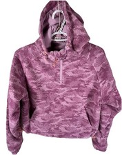 Outdoor Voices Hoodie Women  s XS Purple Camo Primo Fleece 1/4 Zip Pullover Short