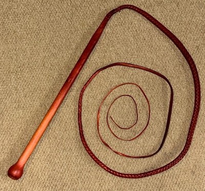 Australian Western Red Cladded Leather Stock Whip Bullwhip Plaited Leather Lash