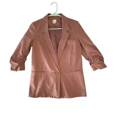 LC Lauren Conrad Womens Blazer 4- Ruched Sleeves - Soft Pink - Career Office-EUC