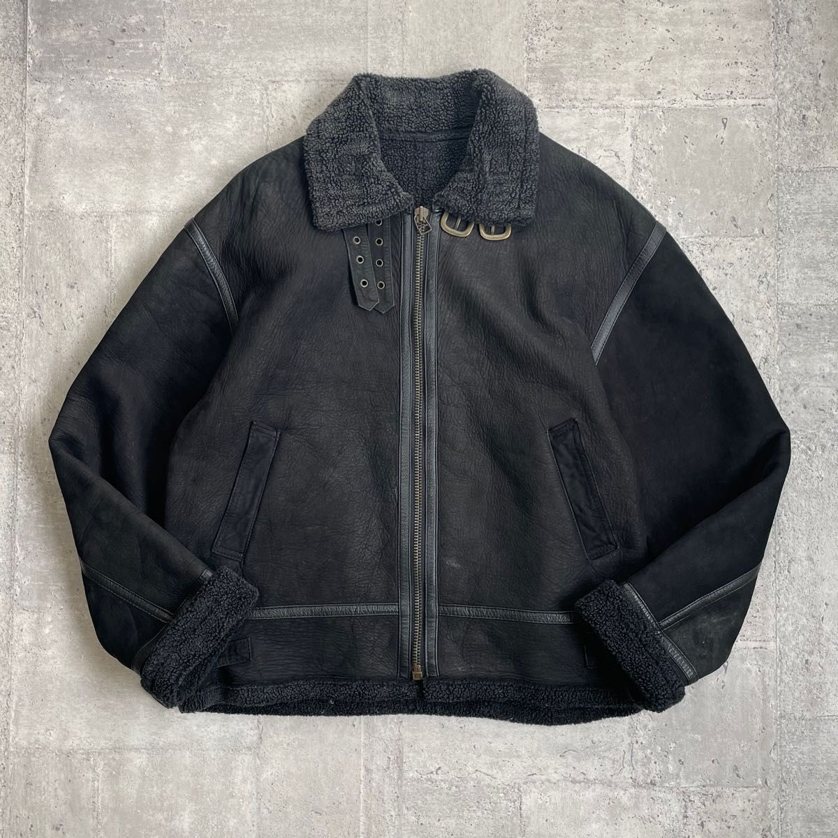 vintage B 3 Leather Flight Jacket Mouton Jacket Black XL No vintage B 3 Leather Flight Jacket Mouton Jacket Black XL No
