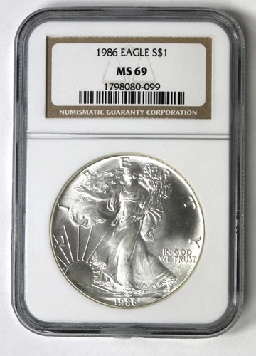 1986 American Silver Eagle - NGC MS69 - Brown Label !!