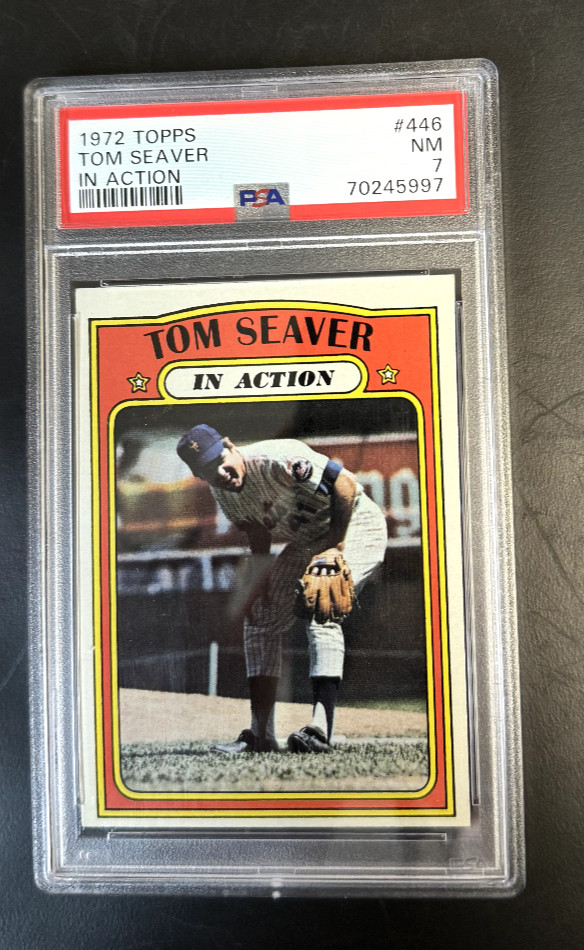 1972 Topps Baseball #446 Tom Seaver In Action, PSA 7, Nm, Mets