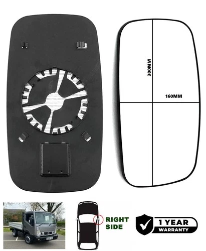 Fits Nissan Cabstar 2003-2018 Right Side Electric Heated Mirror Glass With Base