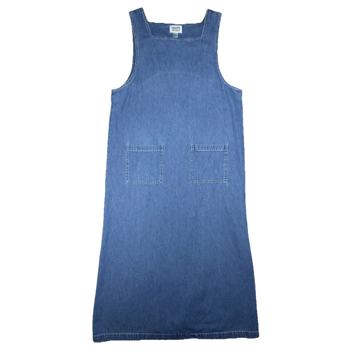 chicos denim dresses Women's Denim Godet Sleeveless Dress in Indigo Wash size 0/2-XS