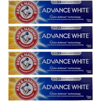 4-pk New ARM & HAMMER Advance White Baking Soda & Peroxide Toothpaste Clean Mint