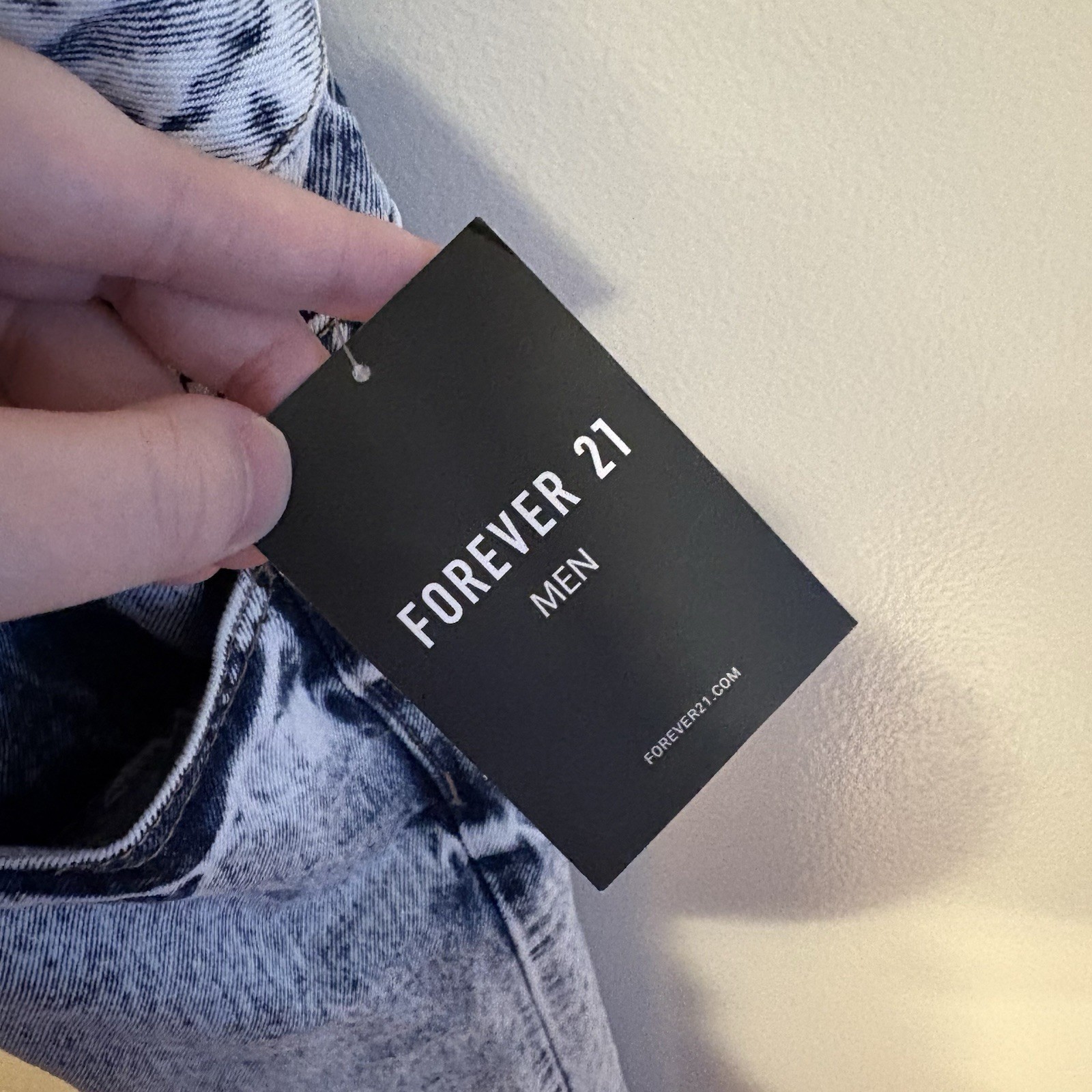 Forever 21 Men Size S Blue Acid Wash Denim Relaxed Distressed Jean Overalls NWT