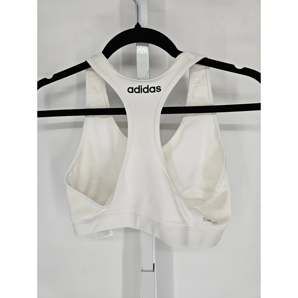 Adidas женщин Sz M спортивная спина спортивный бюстгальтер ударопрочный белый - Изображение 3 из 3