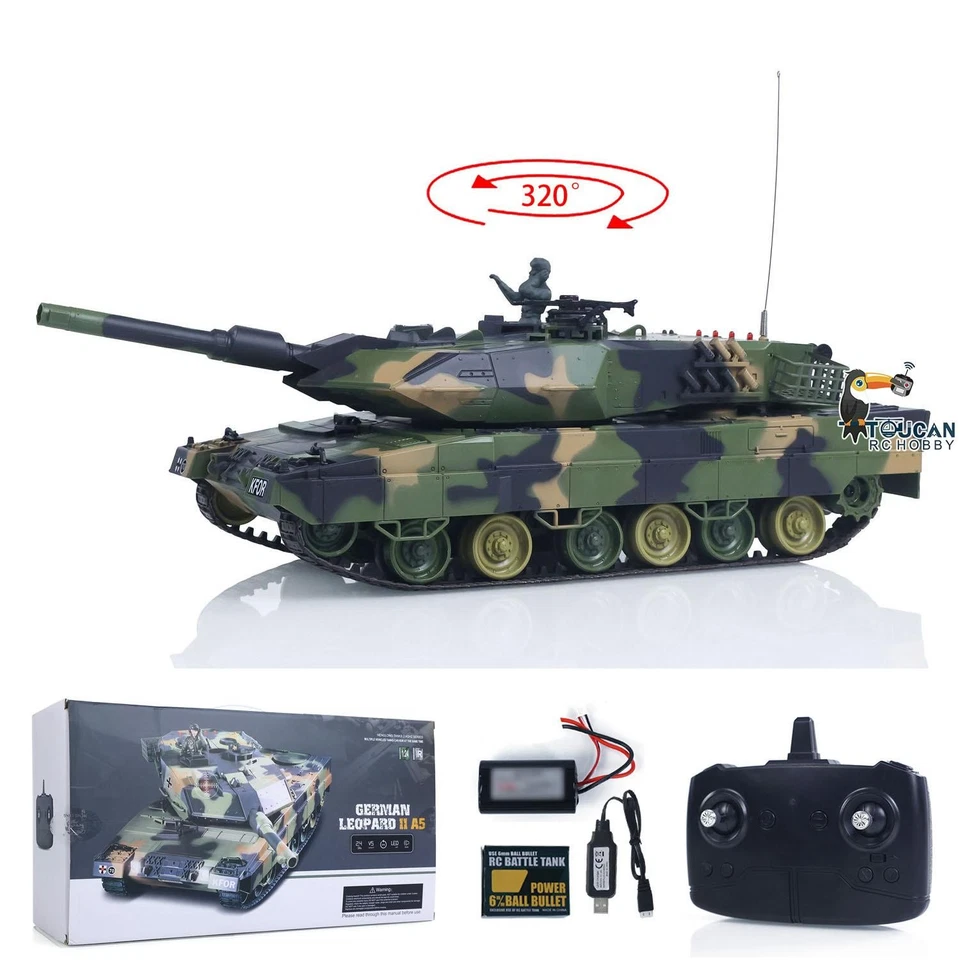 HengLong 3809 2.4G 1/24 RC Tank Leopard 2 A5 Battle Tank BB Infrared Spray Water - Image 3 of 4