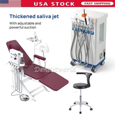 Unidad Turbina con Silla Plegable Dental / Carro de Entrega Móvil con Compresor