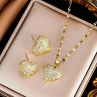 Innolea HerzföRmiges Halskette Ohrringen Set Mit Zirkonia-Besatz Und Diamanten