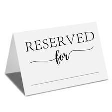 12 Pack Reserved Table Signs Wedding Party Restaurant White Paper Black