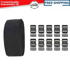 2 Inch/5cm 11 Yards Nylon Webbing Strap w/10 Set Plastic Buckles Side Release