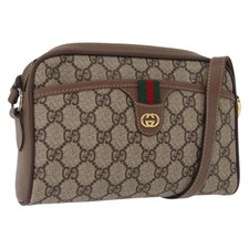 GUCCI GG Supreme Web Sherry Line Bag PVC Beige Gold 001 123 6177 Auth 172922