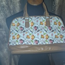 Bueno Floral Print Satchel Top Handle Bag, Brown/Multicolor, Zip, Lined